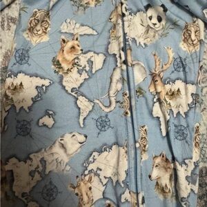 Jules & Belle Baby Blue Animal Print Bamboo Zippy Pajamas